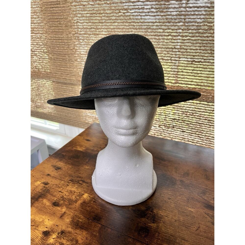 Pendleton Wool Felt Hat Charcoal Gray Wide Brim Western Fedora Cowboy